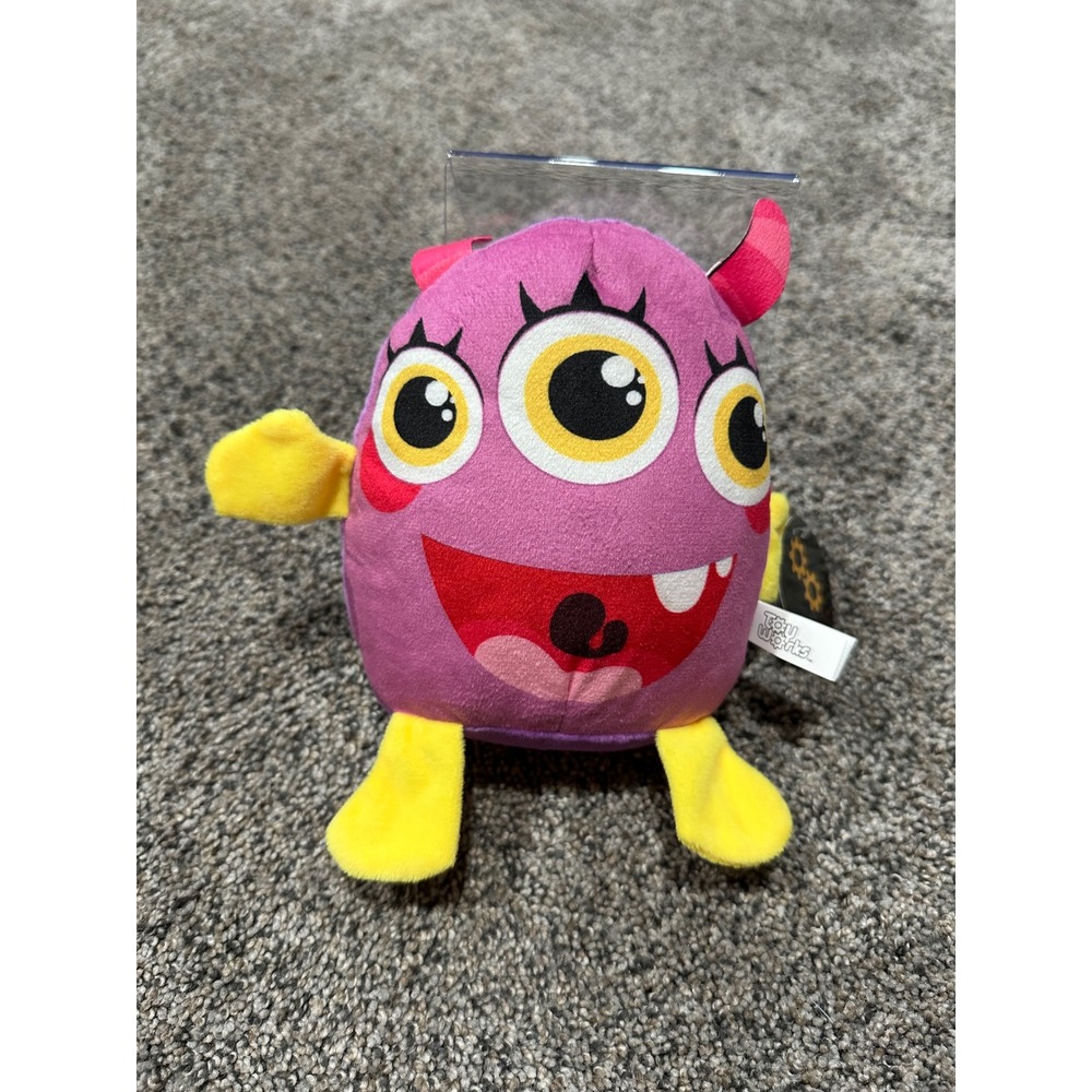 Toy Works Purple Three Eyed Monster Plush Stuffed Animal Pink Yellow
